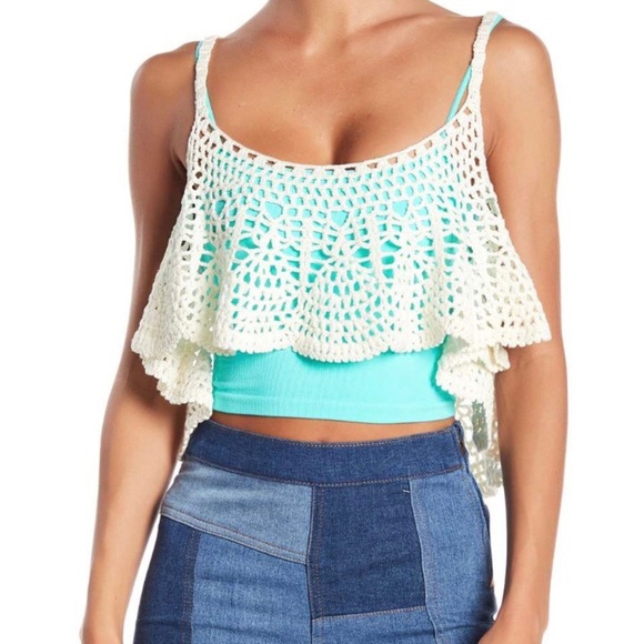 Free People Crochet/Woven cropped Tank - Picture 1 of 5